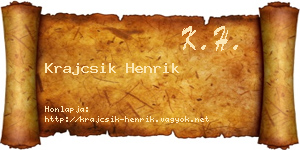 Krajcsik Henrik névjegykártya